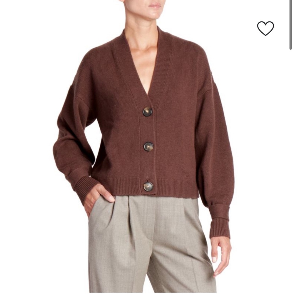 Loulou Studio Chocolate Brown Tiberine Cardigan Sweater Wool Cashmere S